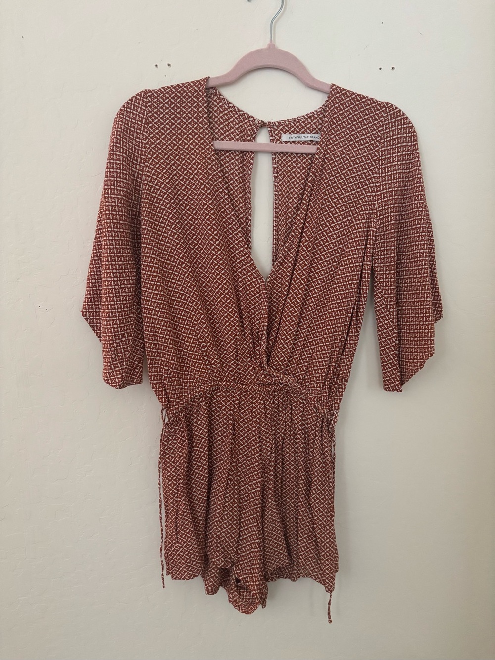 Faithfull The Brand XS Burnt Orange Open Back Romper